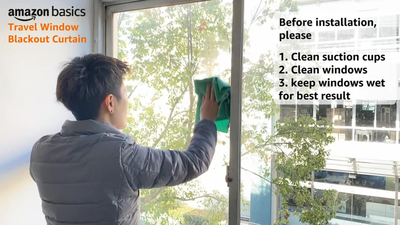 Amazon Basics Portable Window Blackout Curtain Shade with Suction Cups for Travel