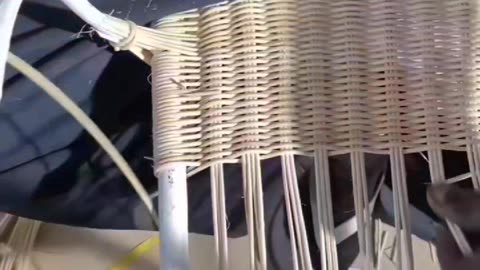 How stackable rattan seats are woven.