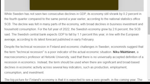 Finland's economy suffers from technical recession and inflation surge