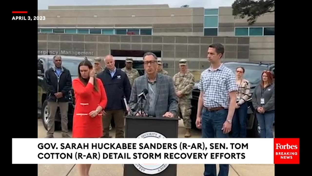 JUST IN- Gov. Sarah Huckabee Sanders, Tom Cotton Detail Storm Recovery Efforts In Arkansas