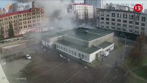 The moment Russian missile strikes Alfavit Hotel in Kyiv on New Year’s Eve