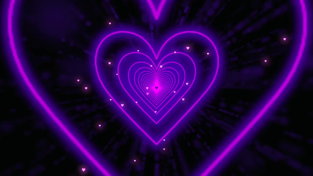 203. Heart Tunnel💜Heart Background ✨Neon Lights Love Heart Tunnel