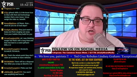 2022-03-04 15:00 EST - The Common Sense Show: Patriot Line Friday with Derek, PATRIOTski & Glry Anon