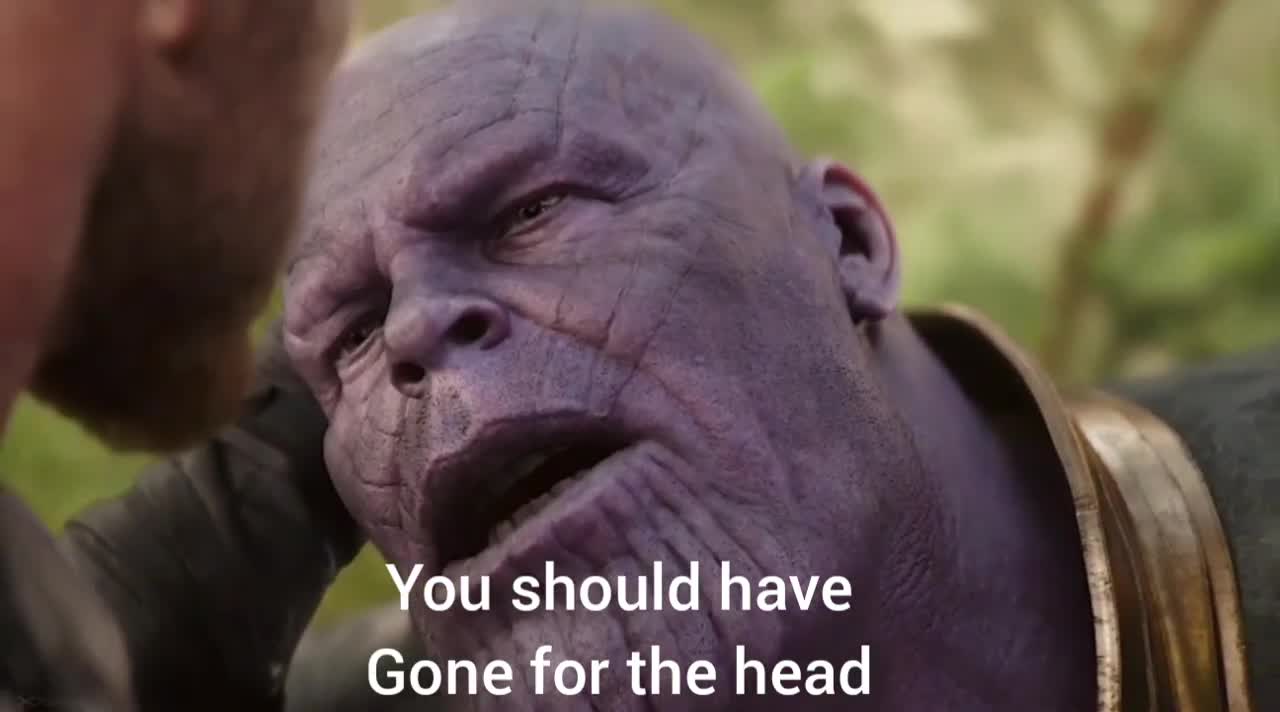 In Infinity War Thanos said to Thor that He should have gone for the head.But in End Game Thor did..