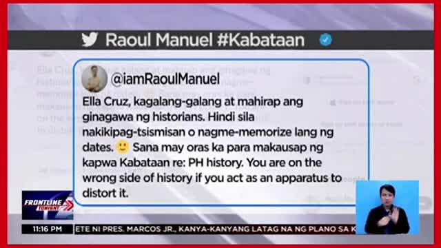 Mga historian, pinuna angpahayag ni Ella Cruz