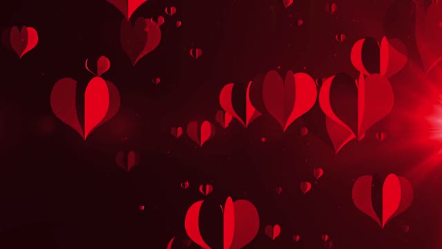 Dynamic love background video in red wedding heart shape