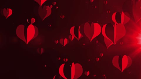 Dynamic love background video in red wedding heart shape