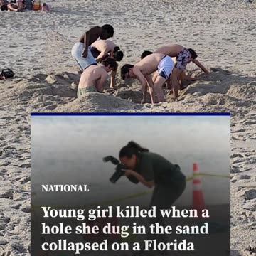 Digging Holes in the Sand at the Beach