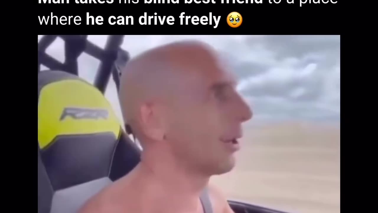 Man takes his blind best friend to a place where he can drive freely