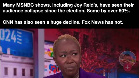 Many MSNBC shows, including Joy Reid’s, have seen their audience collapse since the election.