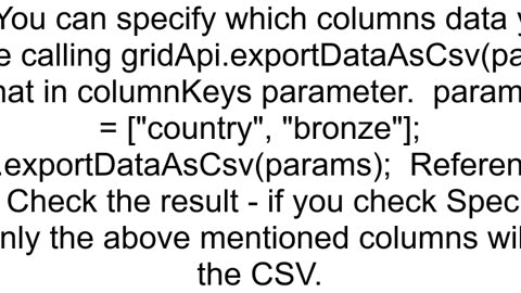 AGGrid skip column on export to CSV