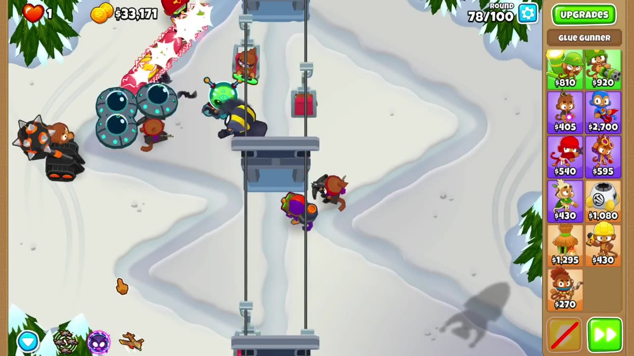 BTD 6 Alpine Run CHIMPS Mode with Super Monkeys and Darts