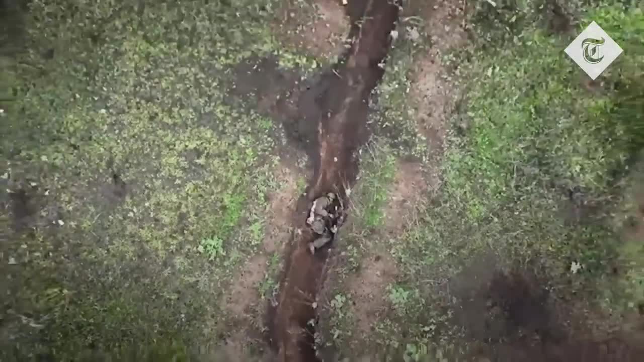 Moment Russian soldier catches and throws away Ukrainian 'drone bombs'