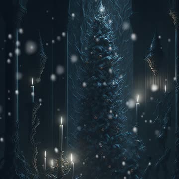 Dark Gothic Christmas | Snowfall | Snowing | Christmas Tree | AI Art