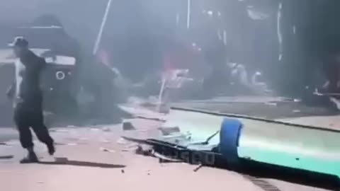 The first minutes after the attack on the gas station in Velyki Kopani. Russian