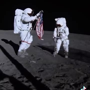 USA FLAG ON MOON