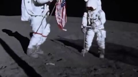 USA FLAG ON MOON