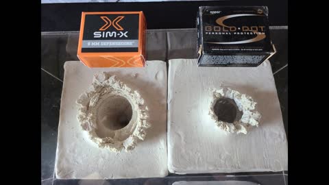 SIM-X 9mm DefenseCore vs. Speer Gold Dot 40S&W