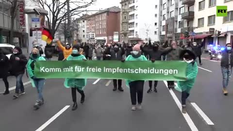 Protesters Push Back Against Covid Restrictions In Frankfurt