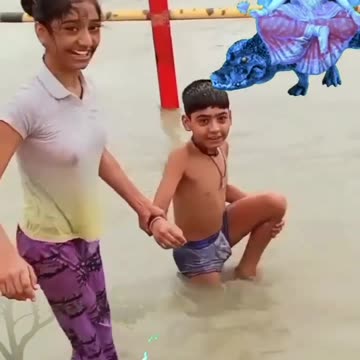 Village girl brother sister, river side