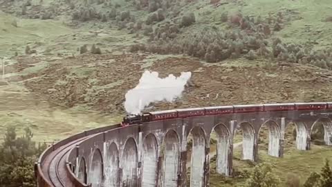 A train travels across a bridge