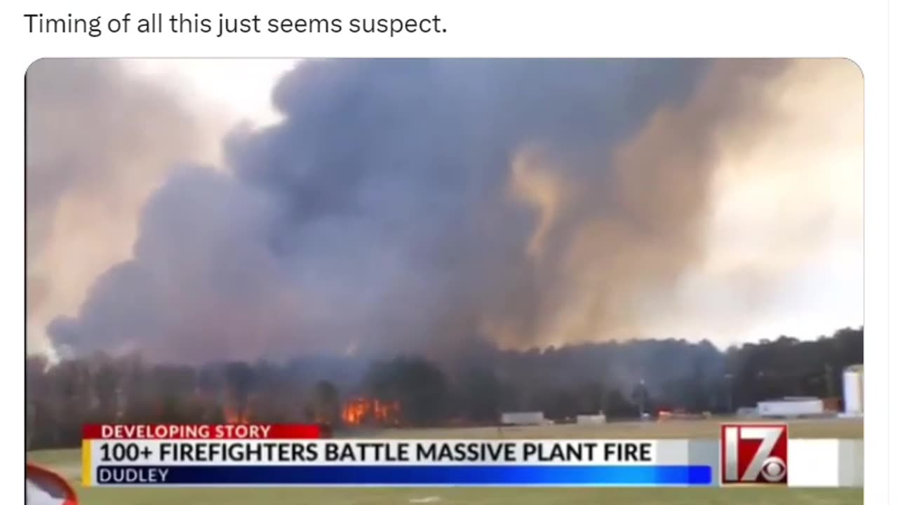 Industrial Fire Breaks Out In Dudley, North Carolina - Timing Suspect