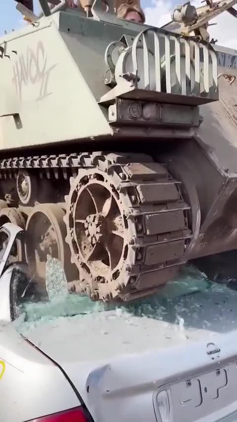 Destroying a car with a tank