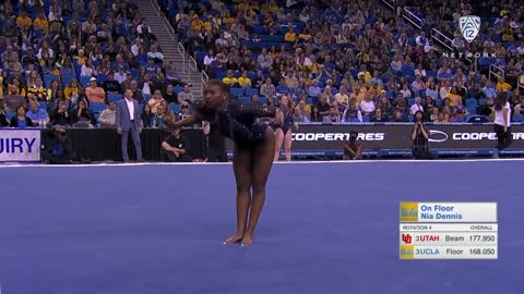 UCLA gymnast Nia Dennis' incredible floor exercise shows off her power and energy