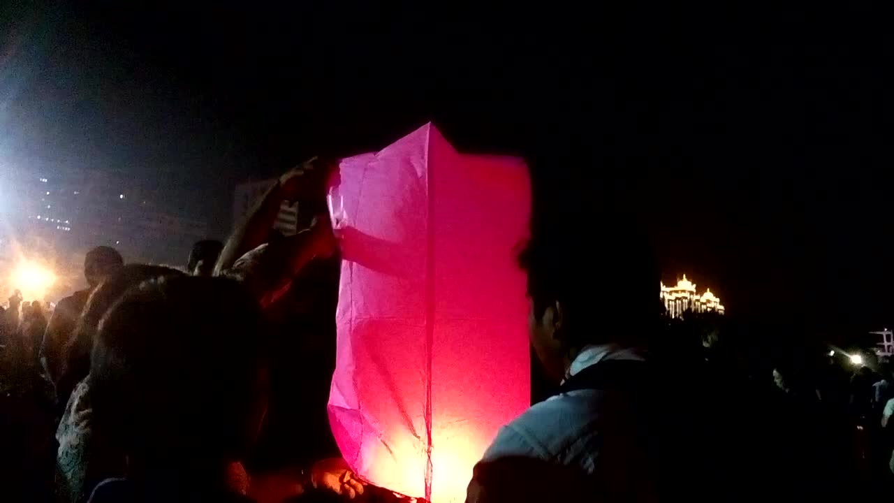 Chinese Lantern Fails to Fly During New Year Celebration.