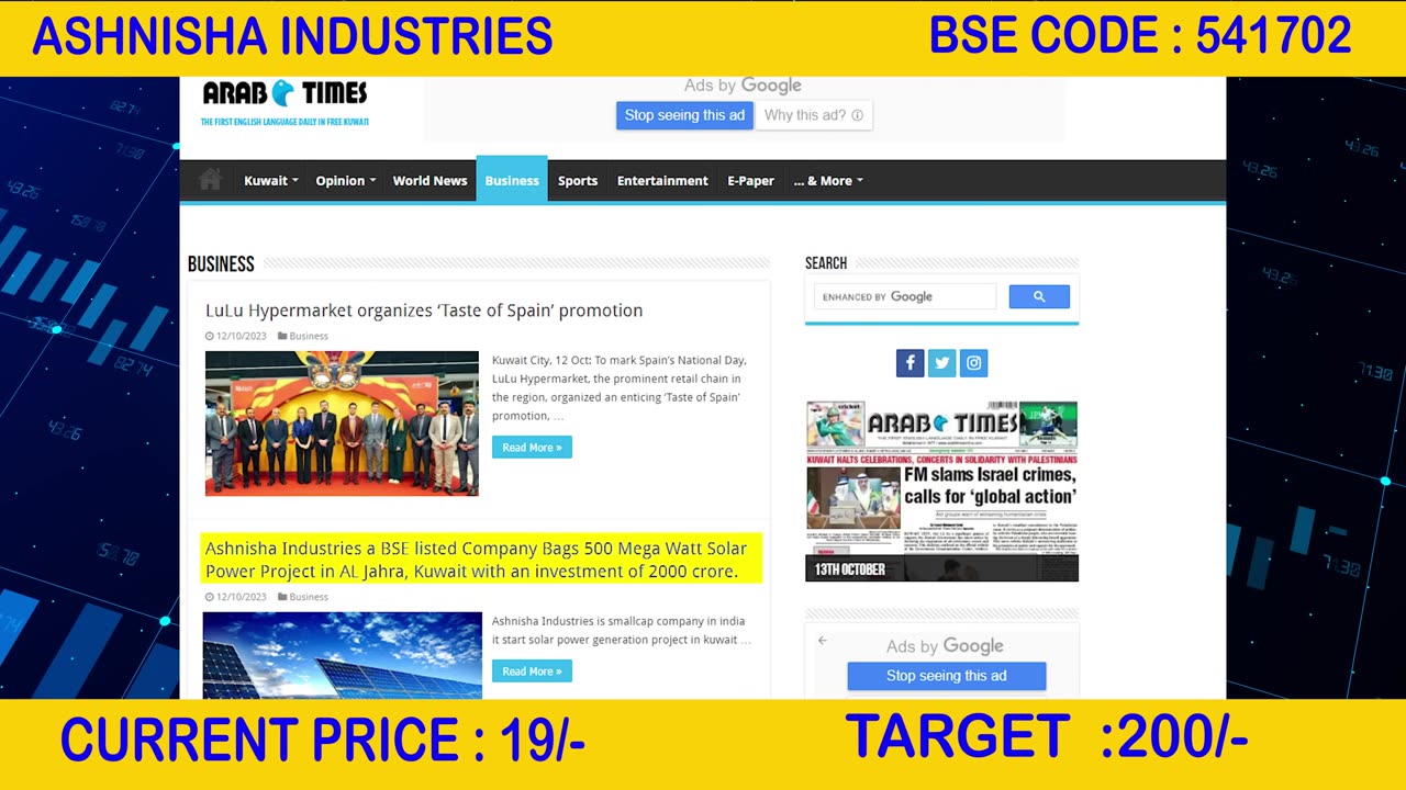 Ashnisha Industries Ltd Bse Listed Stock