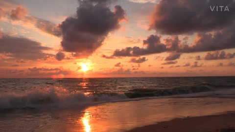 Beautiful view on the seaside with sunset