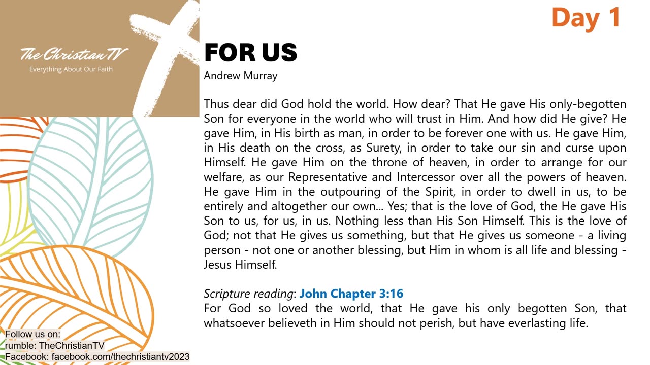 #001 I Daily Devotions I For Us I TheChristianTV