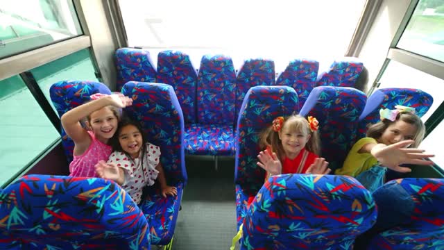 Diana and Roma teach School bus rules with friends