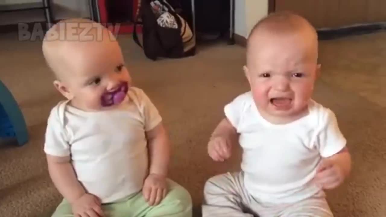 Funniest TWIN Baby Girls Fighting Over Pacifier