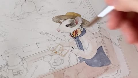 [Watercolor pastel] Mouse train 6