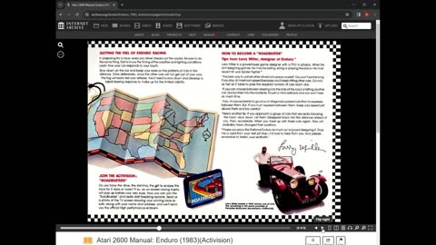 Enduro (Atari 2600) -- Game Manuals Were Cool