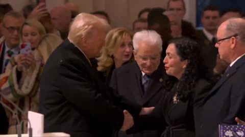 President Trump is welcomed by the world leaders at Notre Dame