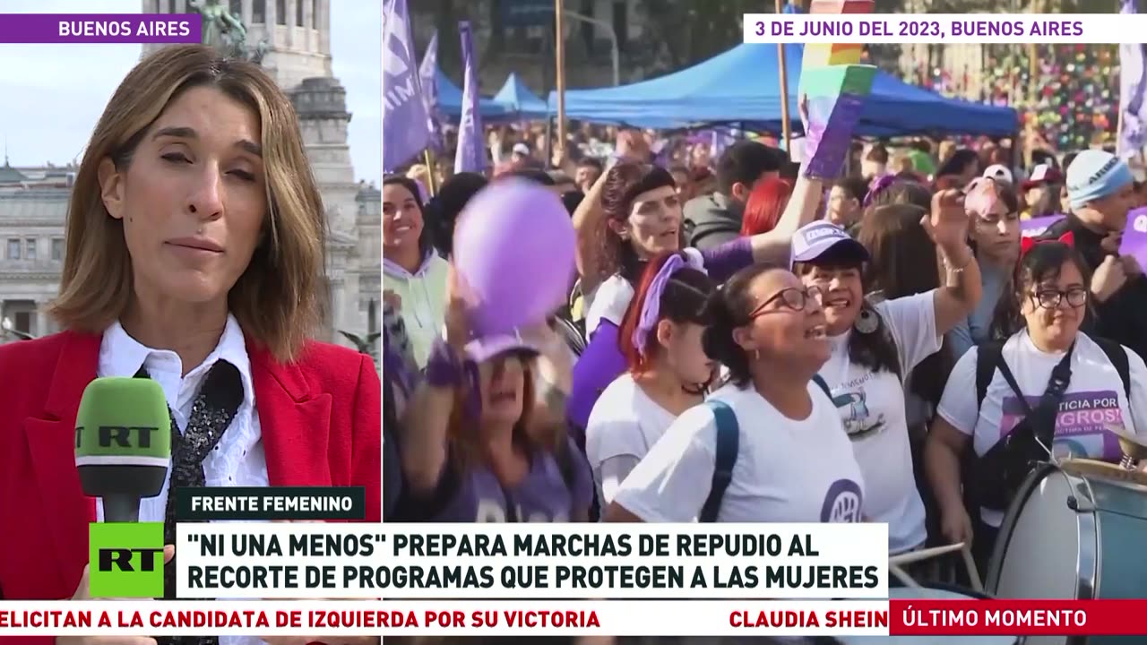 Marchas de repudio al recorte de programas que protegen a las mujeres en Argentina