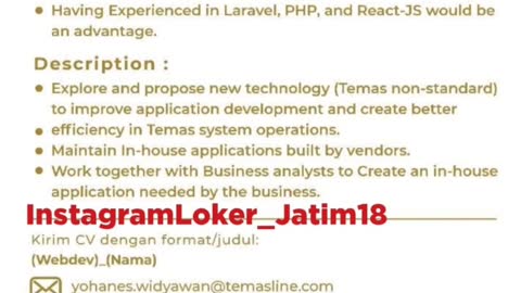 Rekomendasi loker Temas TBK IT Developer #lowongankerja #shorts