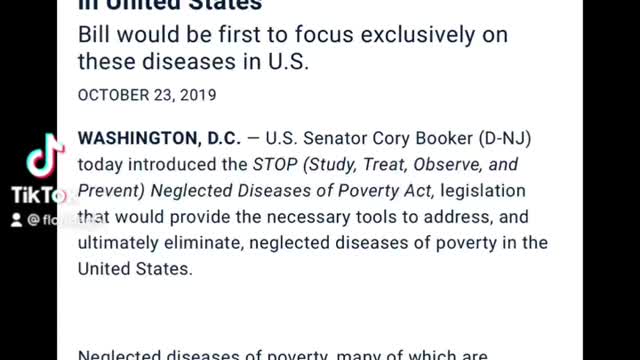 Corey Booker bill for parasites in the US