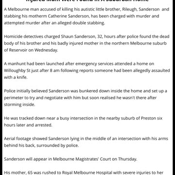 Melbourne Man Charged With Murder After His Dead Brother & Injured Mum Were Found In A Suburban Home
