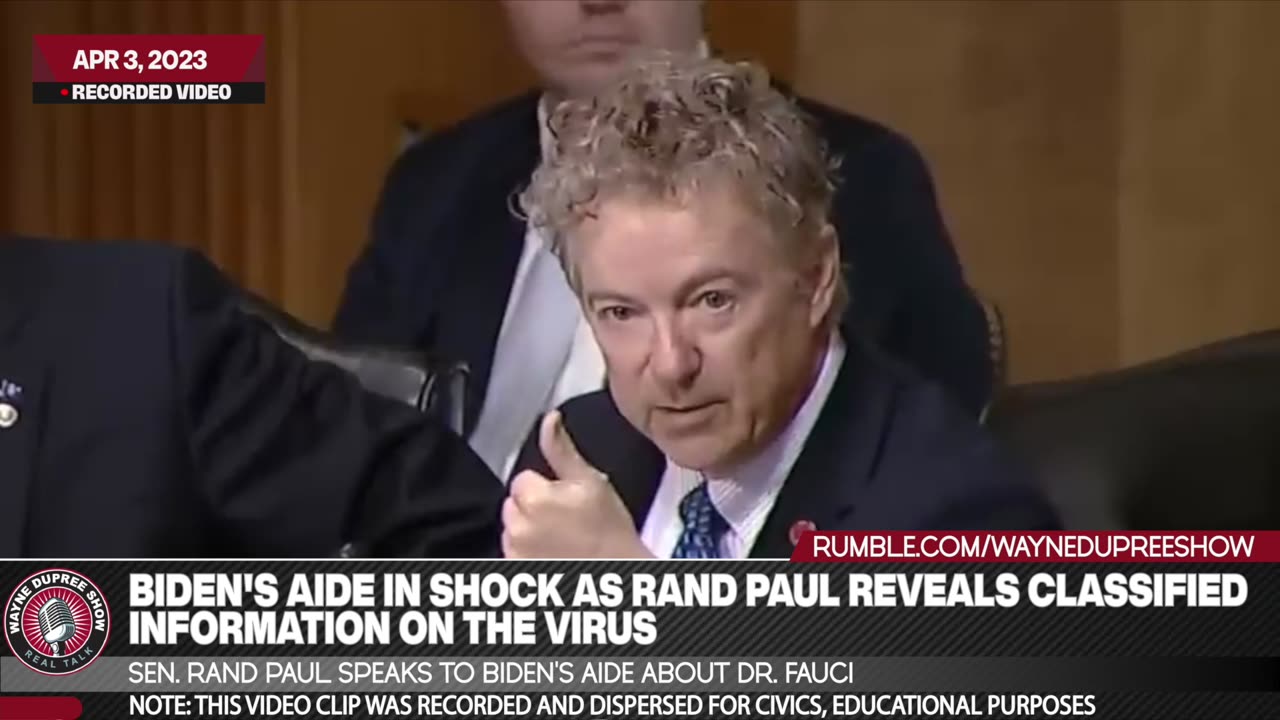 Biden Aide Looks Surprised At Virus Info From Rand Paul