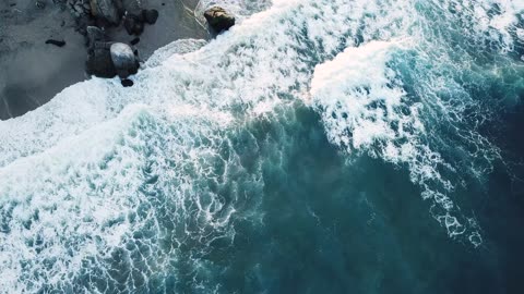 Drone view of big waves Rushing