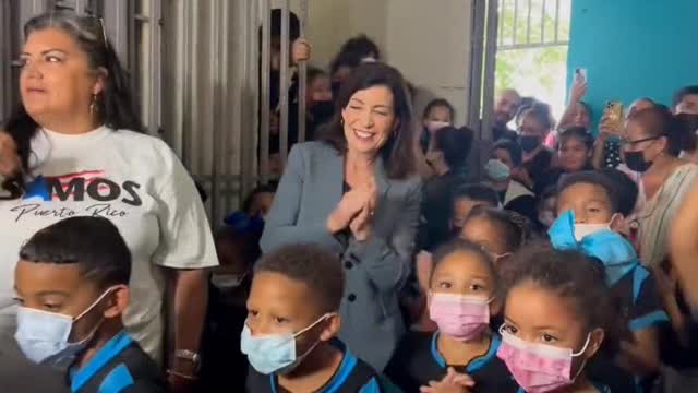The Perfect Democrat: Maskless Kathy Hochul Celebrates Her Win by Dancing Next to Masked Children. This woman is human scum abusing children and cheering it on. This looks like a 4th world shitt hole country. She belongs in prison