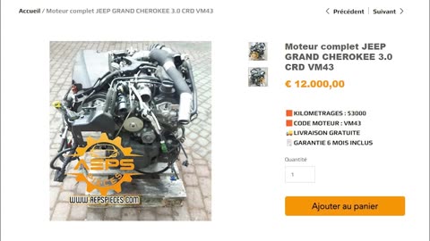 Moteur complet JEEP GRAND CHEROKEE 3.0 CRD VM43