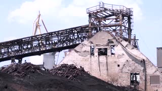 Shelled Ukrainian grain warehouse left in charred ruins