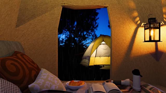 Work from home Camping Tent Rain Ambience