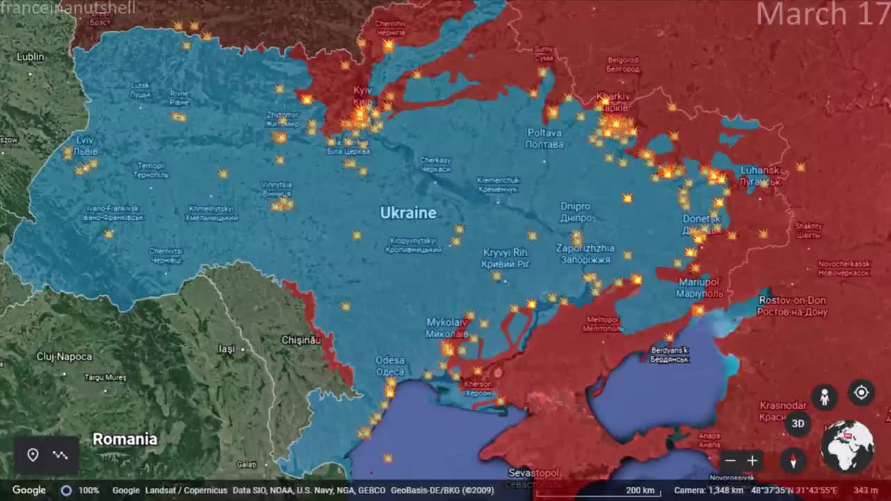 Russo-Ukrainian War March 17 Mapped using Google Earth4