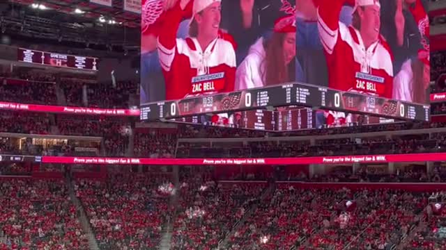 Little jumbotron appearance at opening night 🐙🏒