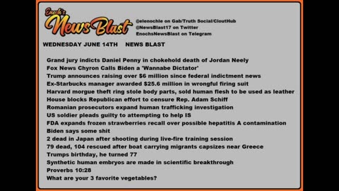 Wednesday, June 14, 2023 News Blast. #Enoch #NewsBlastReading #NBR